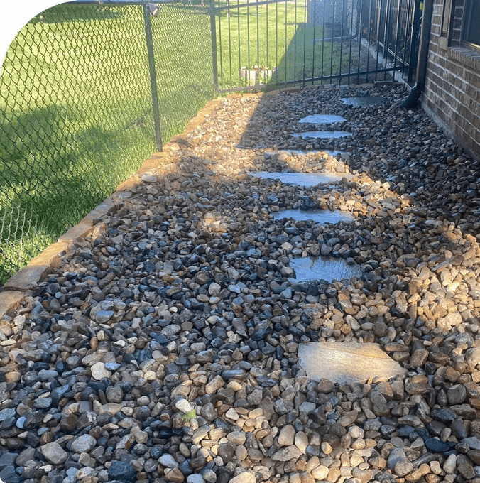 A walkway made of rocks with stepping stones.